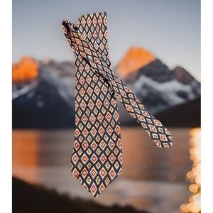 Fumagalli's Tie Mens One Size Multicolor Silk Jacquard Geometric Diamond Necktie